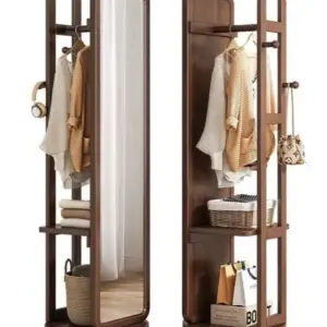 فالينتو شماعة مرايا خشبية بتصميم عصري متعدد الاستخدام