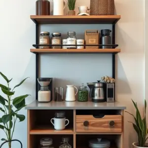 دوريانا ركن قهوة خشبي معدني بتصميم عصري