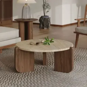 ترافينو طاولة قهوة عصرية دائرية