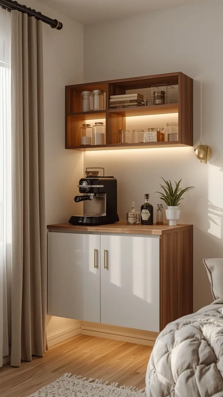 أوركيدو ركن قهوة جداري خشبي مودرن