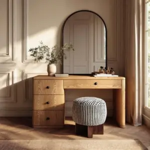 مورورا تسريحة خشبية بمرآة مقوسة فاخرة