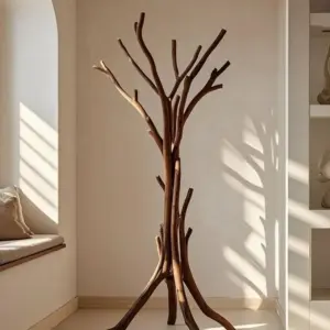 أمهارا شماعة ملابس طبيعية بتصميم فني عضوي