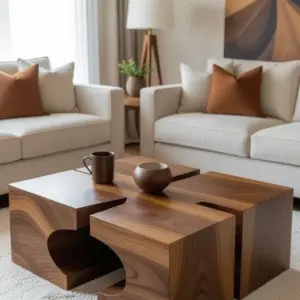 ماتريكس طقم طاولات قهوة خشب طبيعي