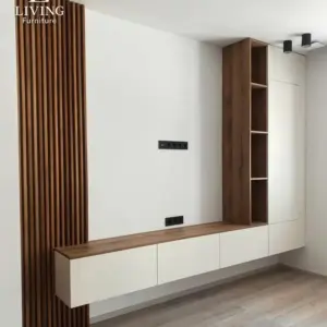 أمالفي وحدة تلفزيون مودرن بلون أبيض وخشبي أنيق