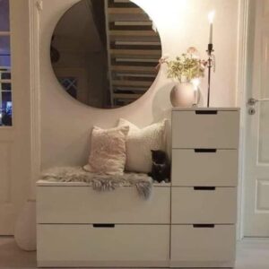 سيرا جزامة مودرن بمرآة دائرية – تصميم عملي أنيق