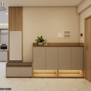 لارا جزامة مودرن بإضاءة أنيقة وخشب طبيعي