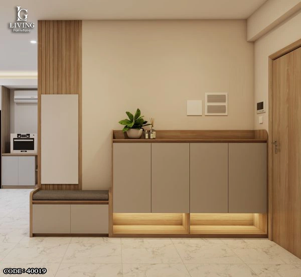 لارا جزامة مودرن بإضاءة أنيقة وخشب طبيعي