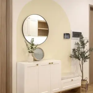 جزامة أمالفي مودرن من الخشب الطبيعي بمقعد تخزين مدمج