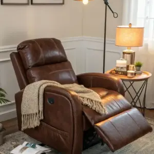 ليوناردو كرسي استرخاء جلدي فاخر بميكانزم متحرك