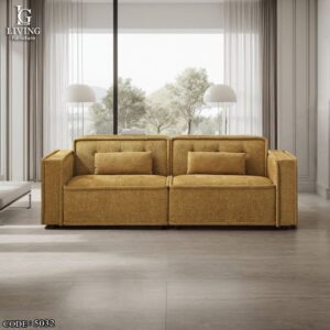 عنبر كنبة ليفينج ذهبية مودرن بتصميم هندسي فخم