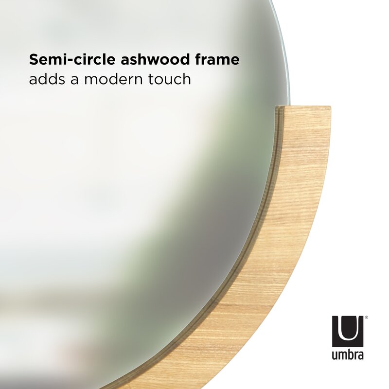 آمبرا مرايا حمام بإطار خشبي نصف دائري - الصورة 4