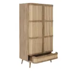Jordan wooden and rattan wardrobe with smooth edges