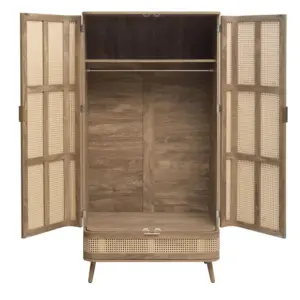 ⁦Jordan wooden and rattan wardrobe with smooth edges⁩ - الصورة ⁦3⁩