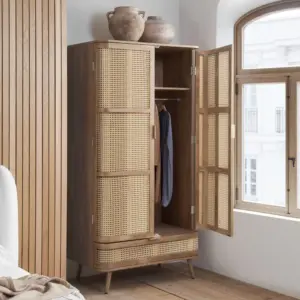 ⁦Jordan wooden and rattan wardrobe with smooth edges⁩ - الصورة ⁦7⁩
