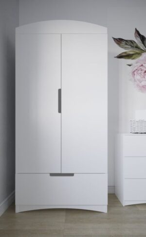 Arco Youth Wardrobe with Two Doors and Natural Wood Drawer