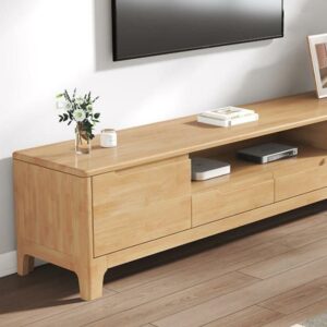 ⁦Almora Natural Wood TV Unit with Drawers and Scandinavian Design⁩ - الصورة ⁦11⁩