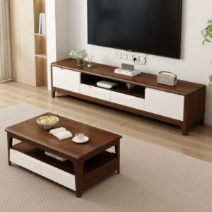 ⁦Almora Natural Wood TV Unit with Drawers and Scandinavian Design⁩ - الصورة ⁦5⁩