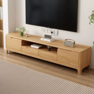 ⁦Almora Natural Wood TV Unit with Drawers and Scandinavian Design⁩ - الصورة ⁦10⁩