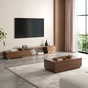 ⁦Alvaro TV unit and coffee table made of natural wood⁩ - الصورة ⁦3⁩