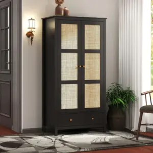 ⁦Oria Rattan and Natural Wood Wardrobe⁩ - الصورة ⁦2⁩