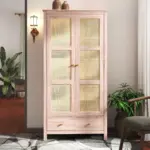 Oria Rattan and Natural Wood Wardrobe