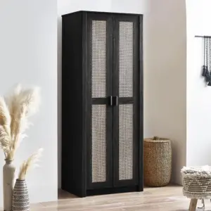 ⁦Ezra two-door wardrobe made of treated natural wood⁩ - الصورة ⁦4⁩