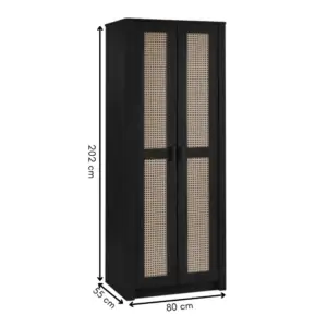 ⁦Ezra two-door wardrobe made of treated natural wood⁩ - الصورة ⁦8⁩