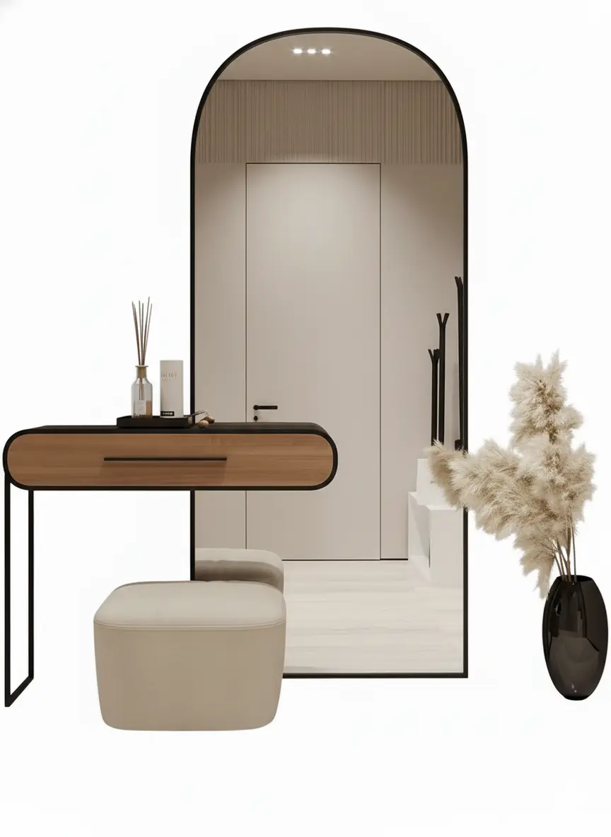 إلين جزامة مودرن بمرآة قوسية ومقعد أنيق - الصورة 4