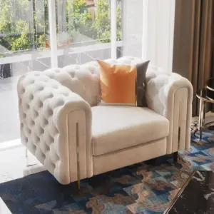 ⁦Evian sofa and chair set with luxurious gold accents⁩ - الصورة ⁦6⁩