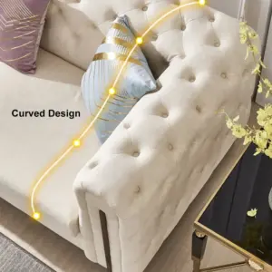 ⁦Evian sofa and chair set with luxurious gold accents⁩ - الصورة ⁦8⁩