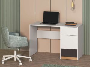 ⁦Elena modern office desk with drawer and natural wood storage unit⁩ - الصورة ⁦3⁩