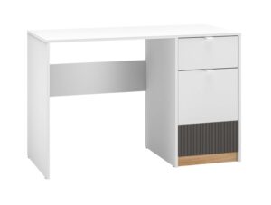 ⁦Elena modern office desk with drawer and natural wood storage unit⁩ - الصورة ⁦4⁩