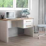 Elora modern desk with two drawers, natural wood