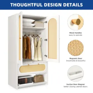 ⁦Pajero natural wood wardrobe with rattan⁩ - الصورة ⁦5⁩