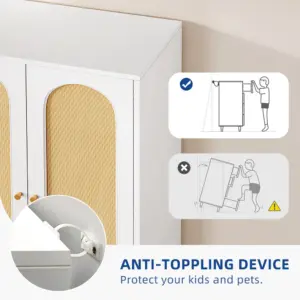 ⁦Pajero natural wood wardrobe with rattan⁩ - الصورة ⁦7⁩