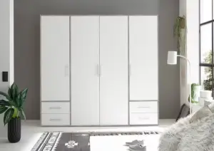 ⁦Provalo three-door, four-drawer wardrobe, natural wood⁩ - الصورة ⁦6⁩