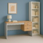 Belvoro wooden study desk with drawers, natural wood