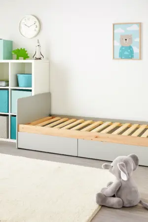 ⁦Terno single bed, natural wood, with two spacious storage drawers⁩ - الصورة ⁦3⁩