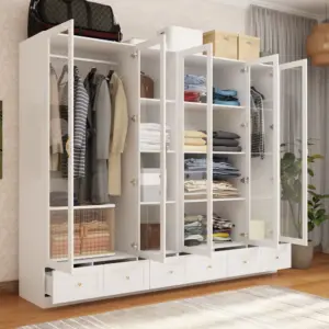 ⁦Glassy multi-unit wardrobe made of natural wood⁩ - الصورة ⁦3⁩