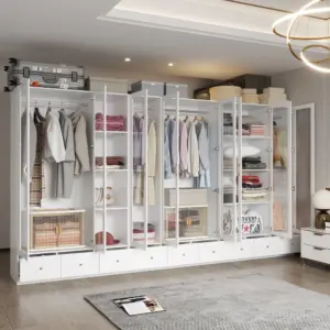 ⁦Glassy multi-unit wardrobe made of natural wood⁩ - الصورة ⁦6⁩