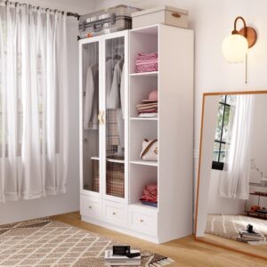 ⁦Glassy multi-unit wardrobe made of natural wood⁩ - الصورة ⁦10⁩
