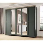 Emanuela natural wood wardrobe with mirror