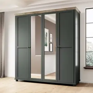 ⁦Emanuela natural wood wardrobe with mirror⁩ - الصورة ⁦7⁩