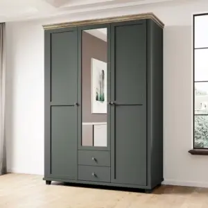⁦Emanuela natural wood wardrobe with mirror⁩ - الصورة ⁦10⁩