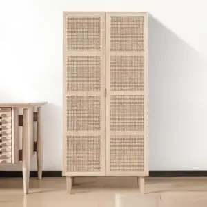 دولاب جرافي خشب طبيعي مع راتان