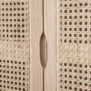 ⁦Natural wood graphic wardrobe with rattan⁩ - الصورة ⁦8⁩