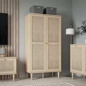 روما دولاب خشب طبيعي مع راتان