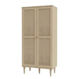 ⁦Roma natural wood wardrobe with rattan⁩ - الصورة ⁦3⁩