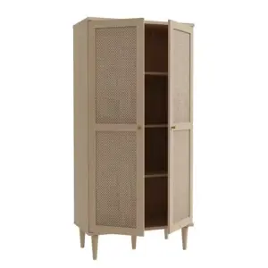 ⁦Roma natural wood wardrobe with rattan⁩ - الصورة ⁦4⁩