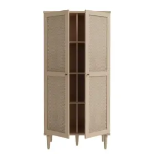 ⁦Roma natural wood wardrobe with rattan⁩ - الصورة ⁦5⁩